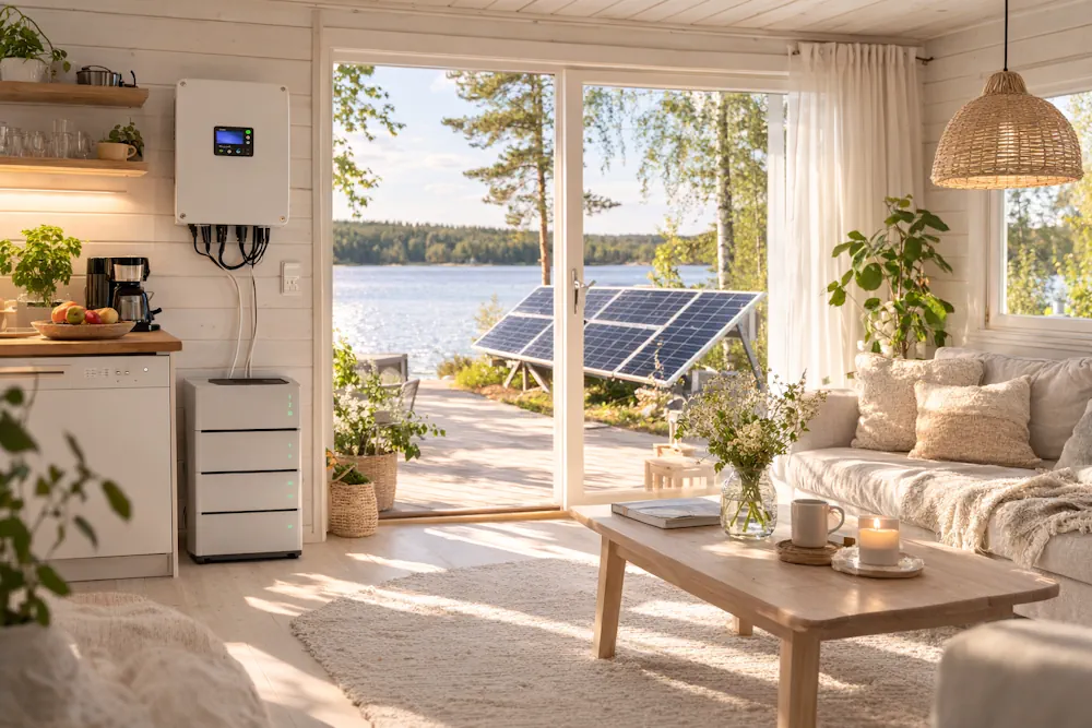 Kesämökin aurinkosähkö off-grid