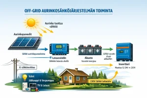 off-grid aurinkosähköjärjestelmän toiminta